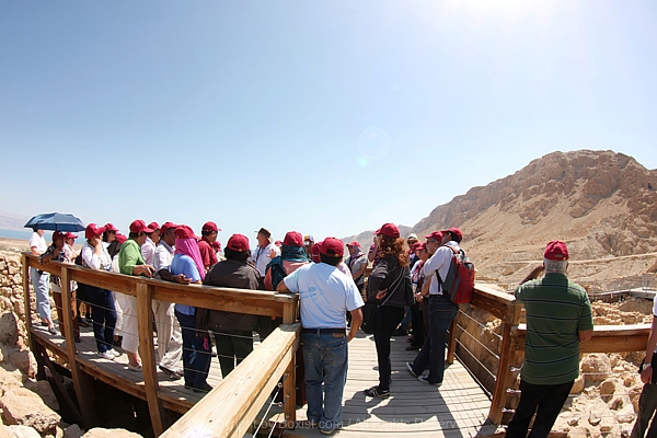 Group Of Tourists At Qumran Archaeological Site