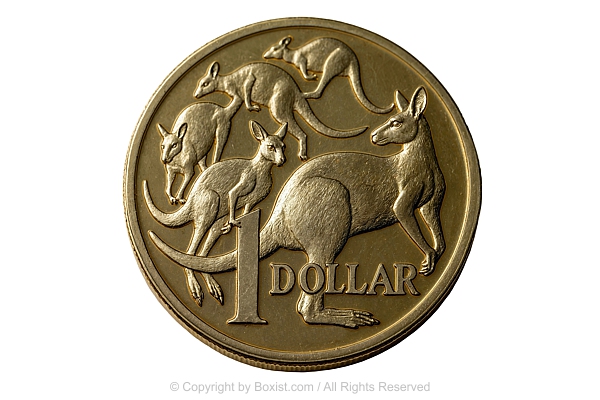 One Australian Dollar Coin On White Background