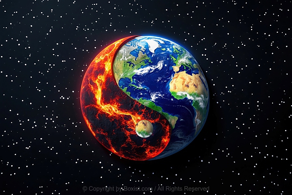 Yin Yang Symbol Depicting Sun And Earth