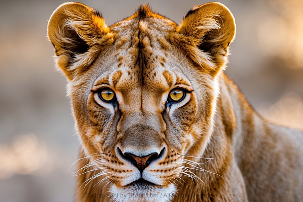 Lioness Face Portrait With Intense Gaze