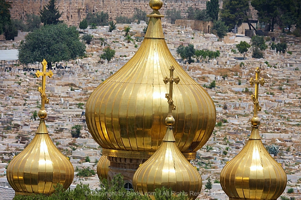 Golden Domes of Russian Church of Maria Magdalena