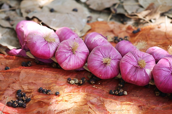 Garlic Heads Dyed In Pink Color