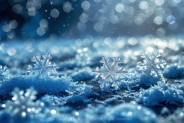 Winter Snowflakes Resting With Natural Bokeh Background