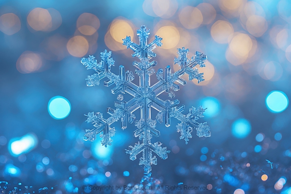 Single Snowflake Against A Shimmering Backdrop