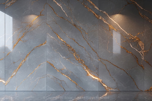 Subtle Marble Grey Hue Intertwined With Golden Veins Wall