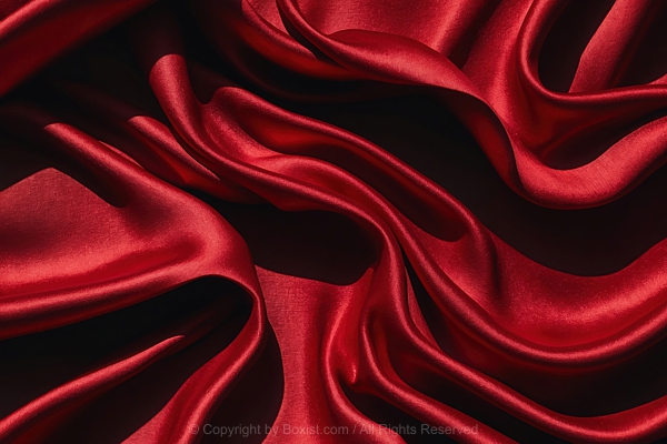 Sumptuous Red Silk Fabric Flows In Graceful Waves