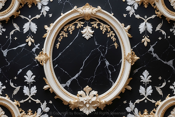 Black Marble With Baroque Ornamentation Plaster Decoration