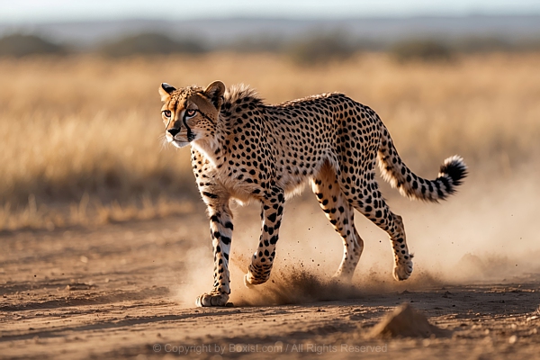Cheetah Walking Across Dirt Ground