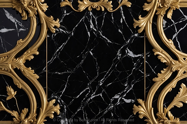 Classics Golden Ornate On Black Marble