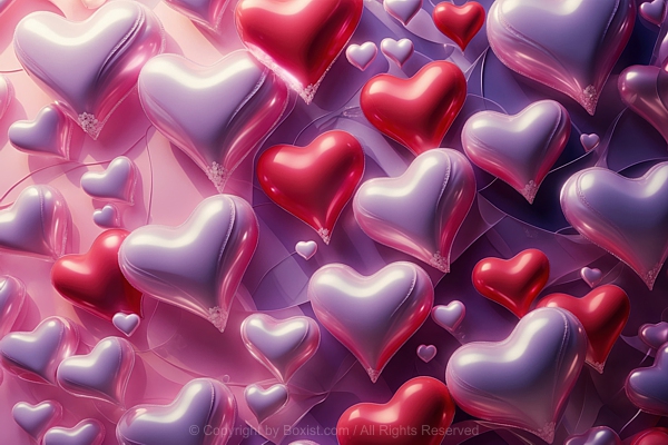 Arrangement Design Of Love Hearts Floats In Harmonious Display