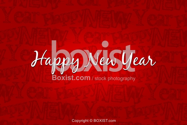 Happy New Year on Decorative Red Background