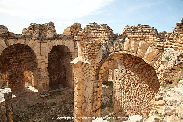 Arched Stonework Walls Of The Antonian Bath In Dougga