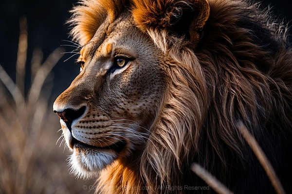Big Male African Lion Side Profile