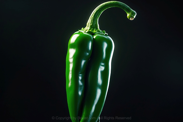 Closeup Of Sweet Green Pepper Against Dark Background
