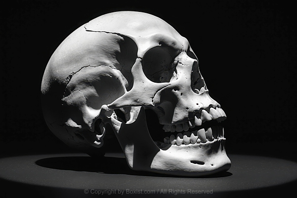 Skull From The Side On Dark Background