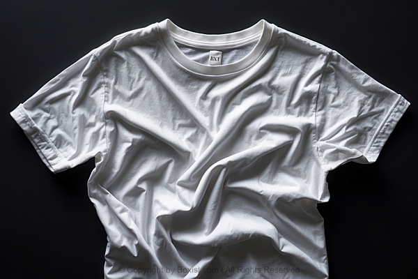 Crumpled White T-Shirt Placed On A Black Background