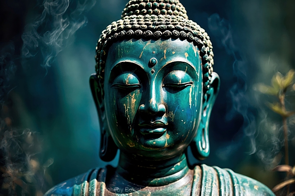 Head Of Weathered Bronze Buddha Statue