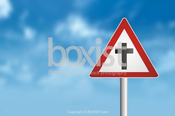 Triangular Sign With Cross