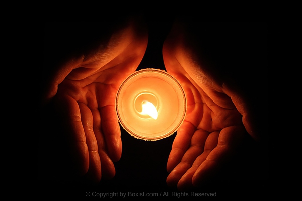 Two Hand Hugging Candle