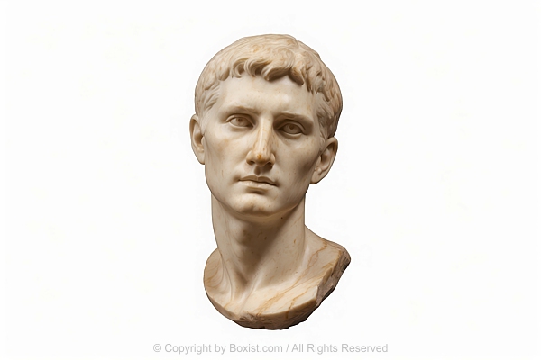 Emperor Augustus Marble Bust On White Background