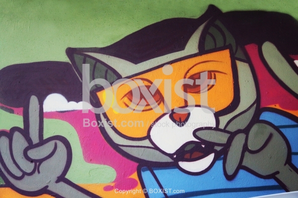 Cat Face Character Graffiti