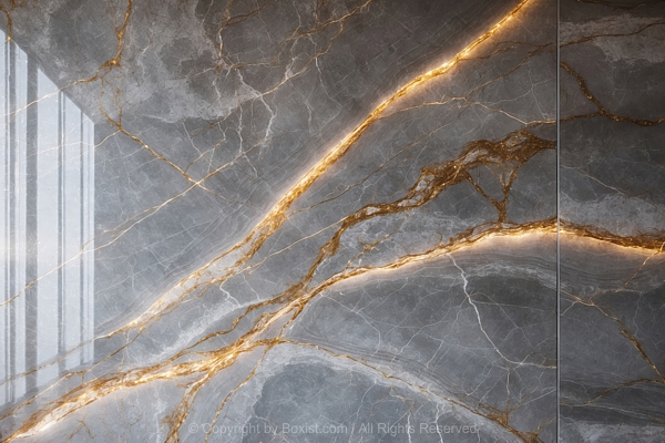 Marble Grey Hue Intertwined With Warm Golden Veins Under Soft Light