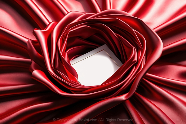 Luxurious Red Silk Revealing Blank Invitation