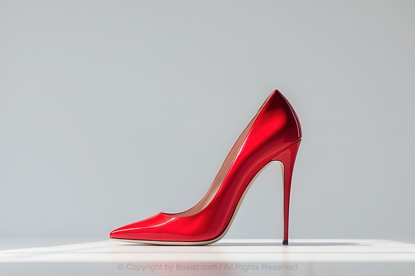 Single Smooth Red High Heels On Bright Background