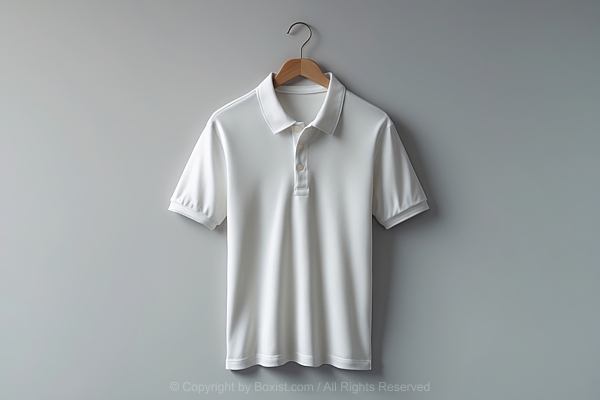 Classic Polo T-Shirt Displayed On Wooden Hanger