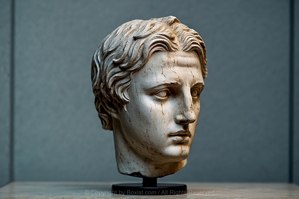 Roman Marble Bust Head Of Alexander The Great