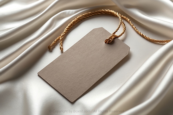 Empty Cardboard Tag On Smooth Silk Background