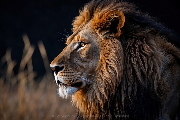 Side Profile Of Big African Lion
