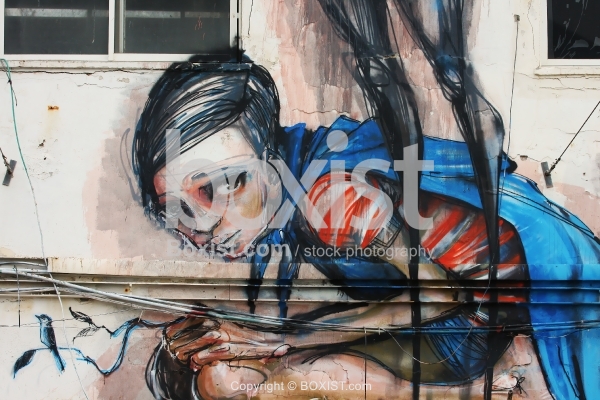 Sad Girl Wall Painting