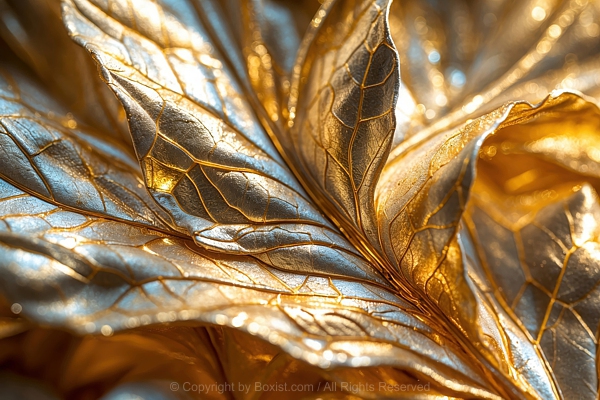 Golden Leaf With Patterned Veins Texture