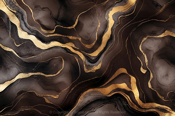 Abstract Light And Dark Brown Marble Background With Gold Color Patterns