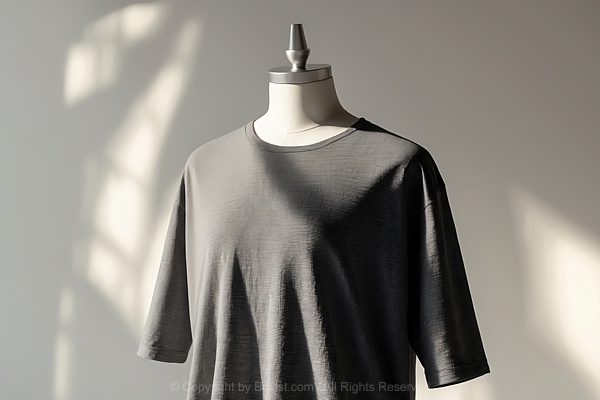Black Cotton T-Shirt Draped On Sleek Mannequin