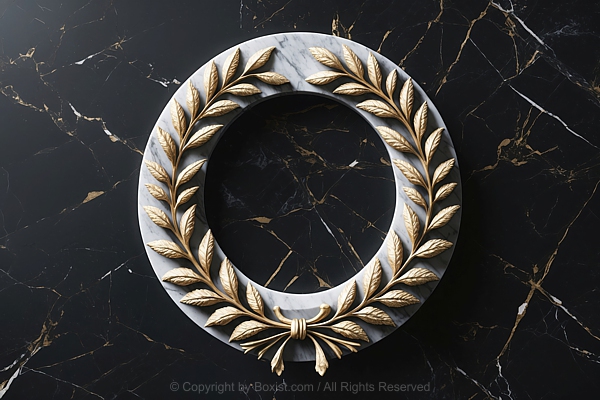 Gold Laurel Wreath On Marble Background