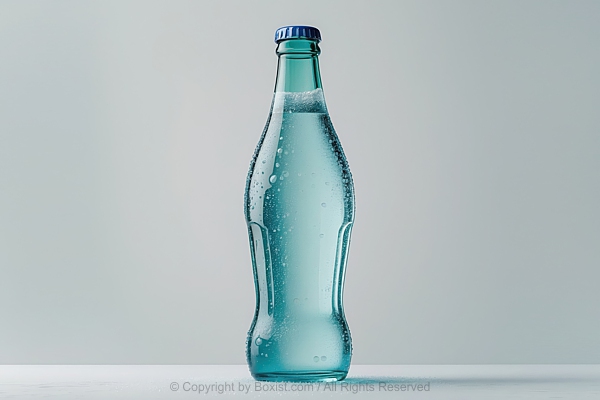 Curvy Glass Bottle Filled With Soda Water Beverage