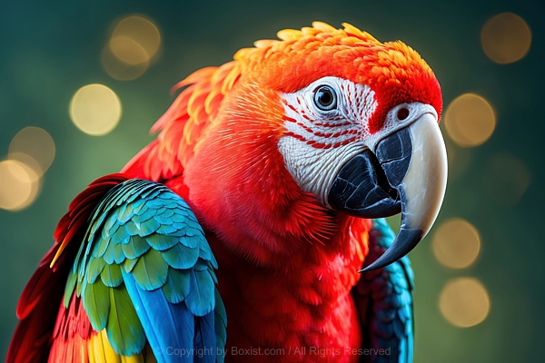 Closeup Scarlet Macaw Side View
