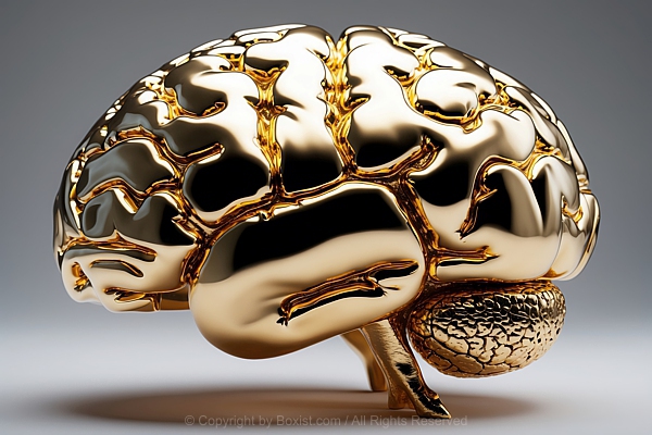 Golden Human Brain Anatomical 3D Model Design