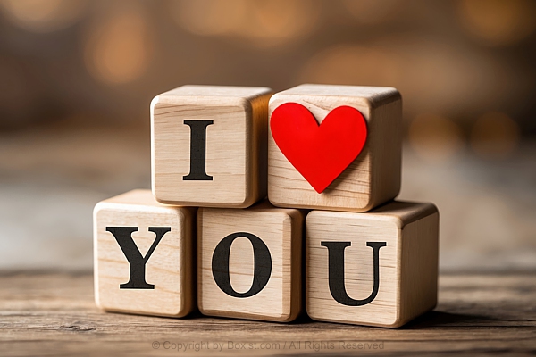 I Love You On Square Wooden Blocks