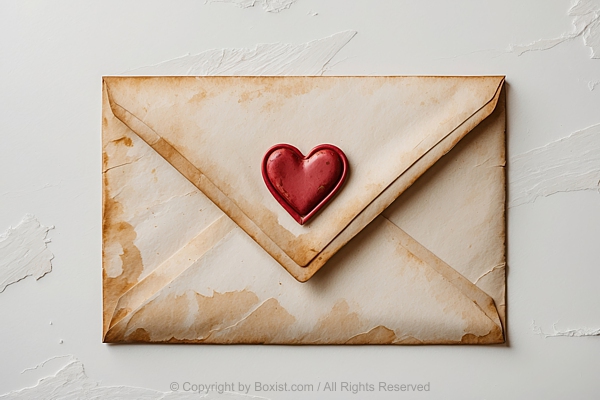 Vintage Envelope With Love Heart Wax Seal