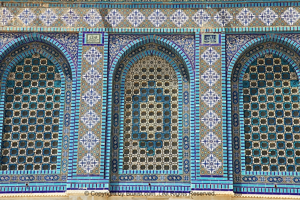 Exterior Iznik Tiles Windows Of Dome Of the Rock