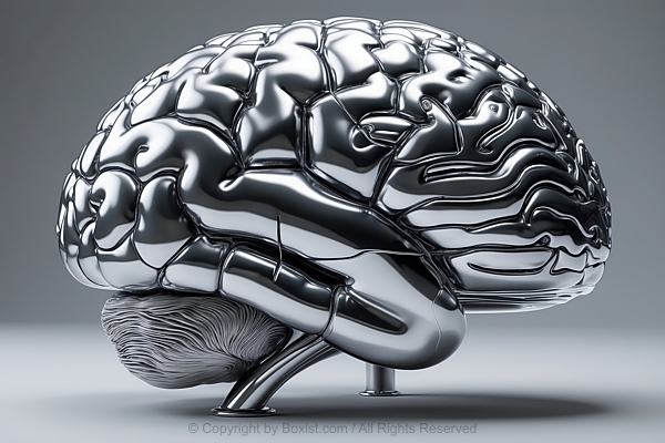Human Brain Anatomical 3D Silver Model Design