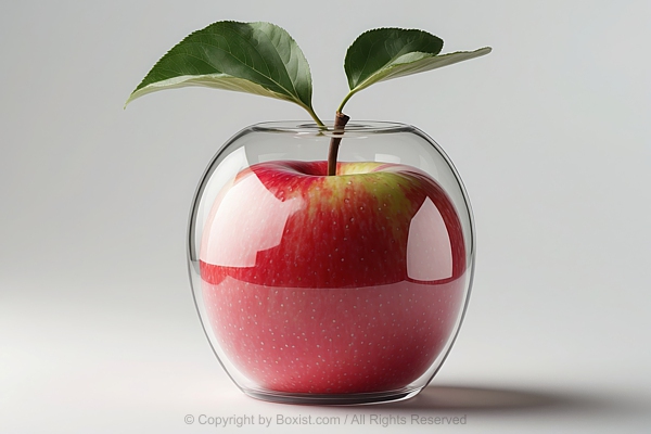 Red Apple Inside Glass Container