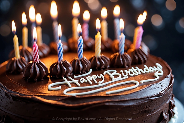 Delicious Chocolate Cake With Candle And Happy Birthday Wishes
