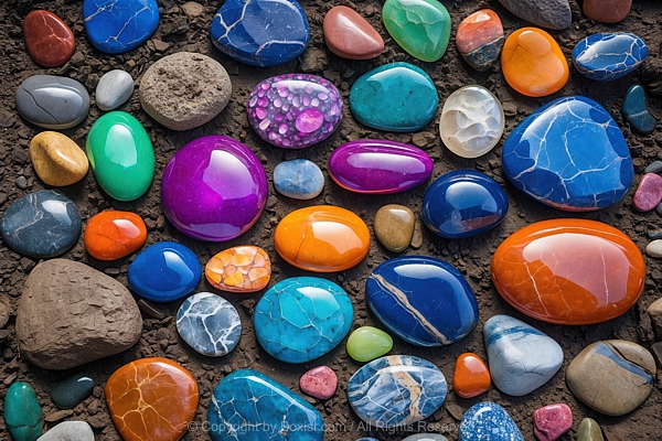 View Over Colorful Shiny Stones Background