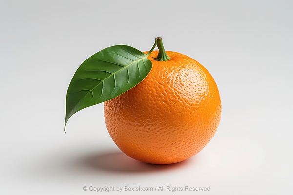 Fresh Orange Fruit With Green Leaf On Light Gray Background