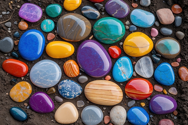 Colorful Shiny Stones On Mud Background
