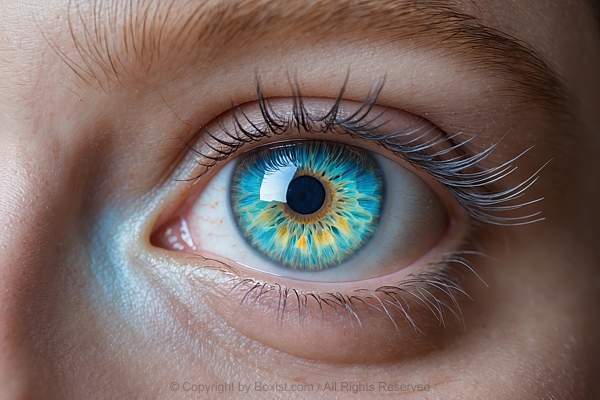 Beautiful Bright Eye Iris With Shining Blue And Golden Tones